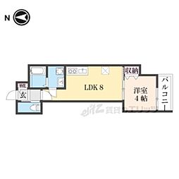 大和郡山市東岡町アパート 1LDKの間取図画像