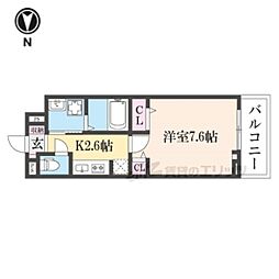 ヒカルサ奈良大森西サウス 1Kの間取図画像