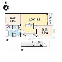 カーサ サリチェ 2LDKの間取図画像