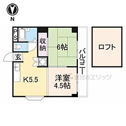 シティパレス21郡山九条パート1 2DKの間取図画像