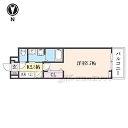 ヒカルサ奈良西大森サウス 1Kの間取図画像