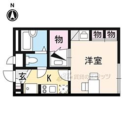 レオパレスグッドウエスト 1Kの間取図画像