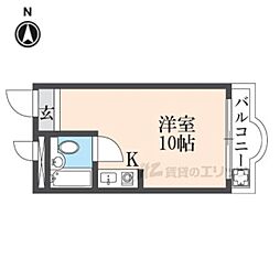 アサカハイツ東棟 ワンルームの間取図画像