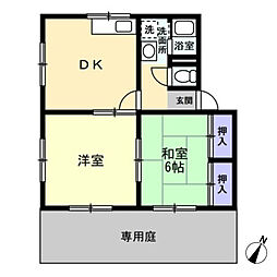ソルトフィールドＮ・Ｍ　Ｄ棟 D101号室 1階2DKの間取り