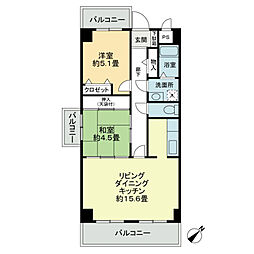 プラージュ司 2LDKの間取図画像