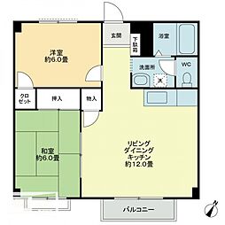 フォブール八幡 2LDKの間取図画像