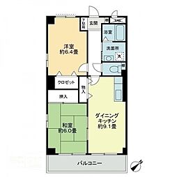 フィネス駒松 2DKの間取図画像