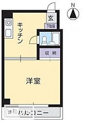 ユソウビル 1Kの間取図画像