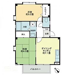 フォブール川津A 2DKの間取図画像