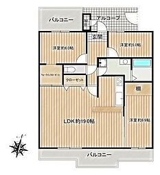 サンハウス春日井駅 3LDKの間取図画像