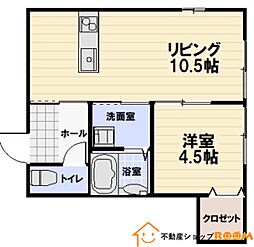 八女STARSQUAREEAST 1LDKの間取図画像