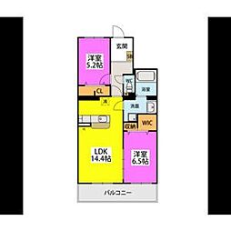 久留米市梅満町マンション 2LDKの間取図画像