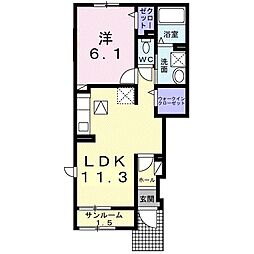 エムレーク 1LDKの間取図画像