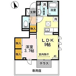 サンライズ御井2 1LDKの間取図画像