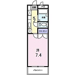 ペルレパークB 1Kの間取図画像