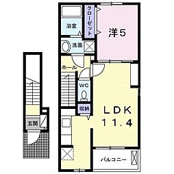 ラ・メゾンデュボヌール 1LDKの間取図画像