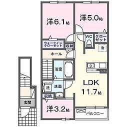 グローブコクブC 3LDKの間取図画像