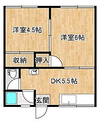 ちとせ荘 2DKの間取図画像