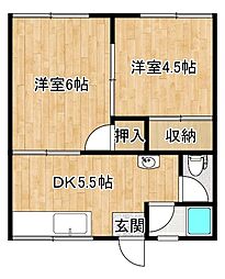 ちとせ荘 2DKの間取図画像