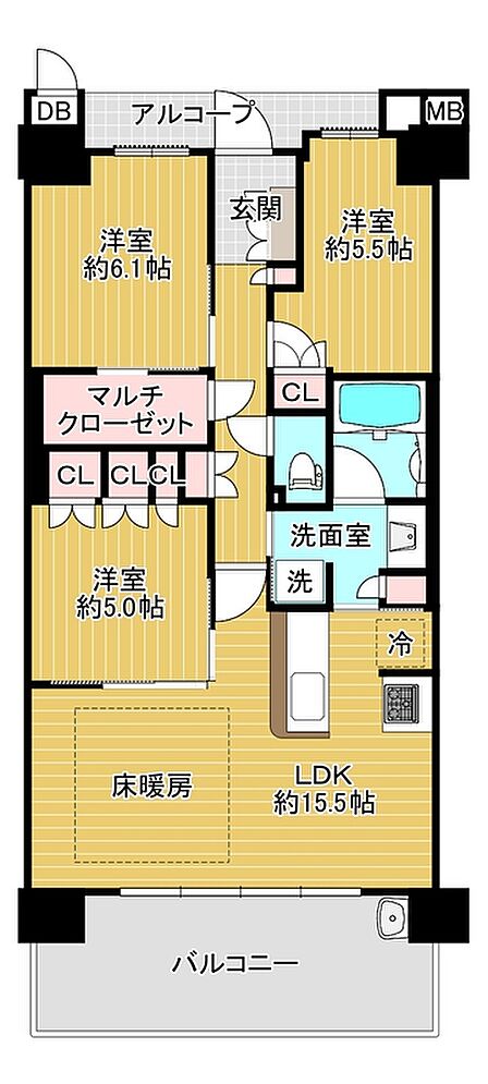 LDK床暖房付き