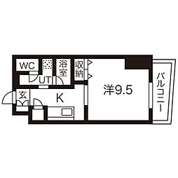レフィーナ円山 8階1Kの間取り