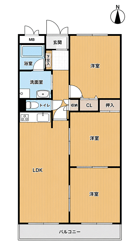 ゆっとりとした3LDKです