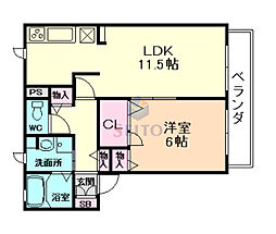 グリーンヴィレッジA棟 1LDKの間取図画像