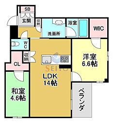 シャーメゾングランデ 2LDKの間取図画像