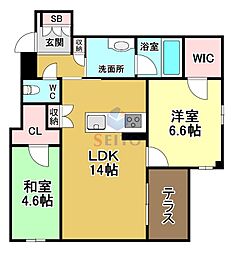 シャーメゾングランデ 2LDKの間取図画像