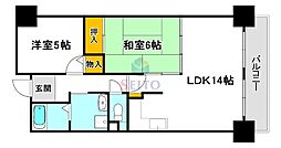 パルティール南が丘 2LDKの間取図画像