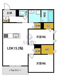 ハイテラス千里 2LDKの間取図画像