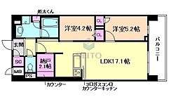 ヴァンベール江坂公園 2LDKの間取図画像
