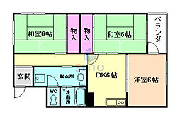 スカイハイツ曽根 3DKの間取図画像