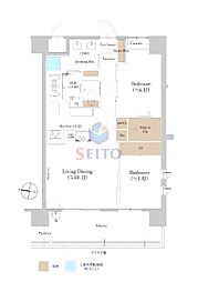 ウメキタテラス 2LDKの間取図画像
