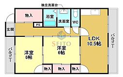 小曽根マンション 2LDKの間取図画像