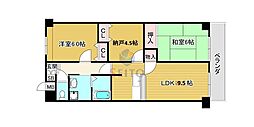 メゾンドール南千里 2LDKの間取図画像