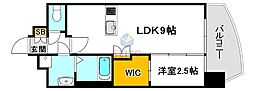 プレサンス江坂ベルフィーヌ 1LDKの間取図画像