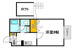 ペルル垂水 1Kの間取図画像