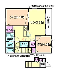 クリスタル三和 2LDKの間取図画像