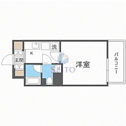 ハピネス江坂 1Kの間取図画像