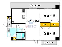第2関根マンション 2LDKの間取図画像