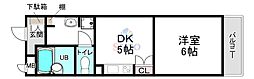 ビーバ江坂 1DKの間取図画像