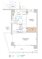 ウメキタテラス 1LDKの間取図画像