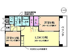 パストラル山本 2LDKの間取図画像