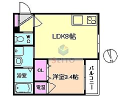 クレア江坂町 1LDKの間取図画像