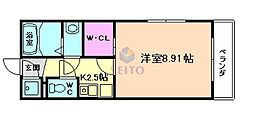 フォレステージュ江坂公園 ワンルームの間取図画像