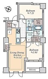 グランスイート広尾 2LDKの間取図画像