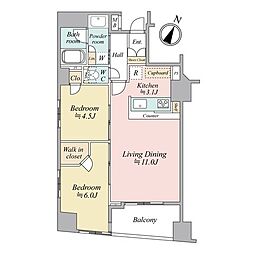 アスコットパーク日本橋水天宮 2LDKの間取図画像