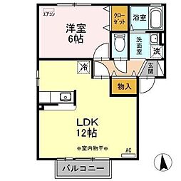 プラザハイツB 1LDKの間取図画像