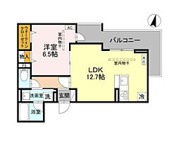 宇都宮市ゆいの杜6丁目アパート 1LDKの間取図画像